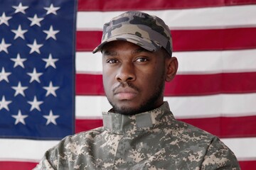 American veteran soldier with African American soldiers