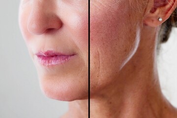 Before and after therapy: Woman's face lift