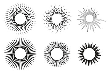 Set of sunburst icons. Sunburst icon set isolated on white background.