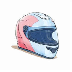 Fototapeta premium A illustration of a pink and white motorcycle helmet.