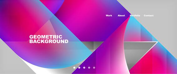 A vibrant geometric background featuring a color gradient of pink and blue hues, with shades of magenta and electric blue. This liquidlike design is perfect for technology or futuristic themes