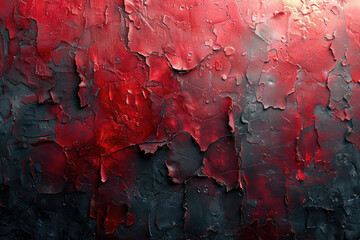 Abstract red and black background with rough texture, paint cracks, and deep color tones. Created with Ai