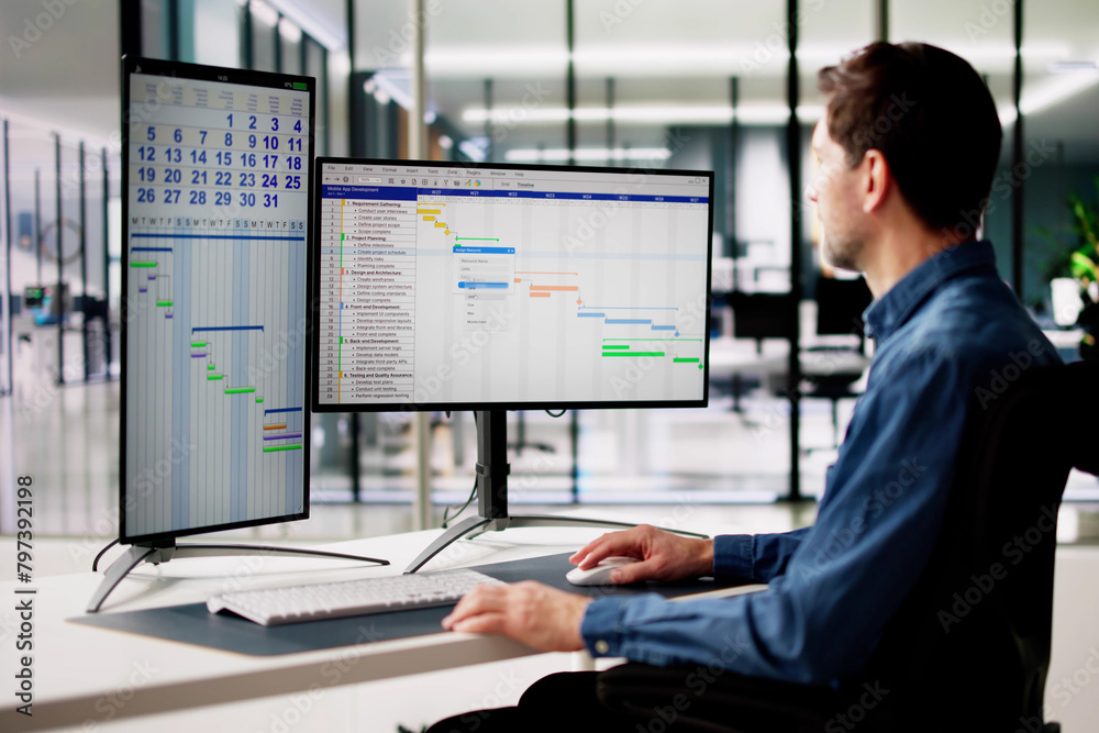 Poster gantt software project document plan list