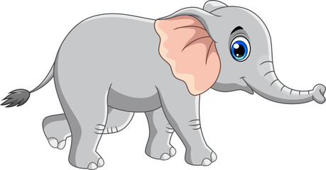 Vector illustration of cute elephant cartoon on white background 