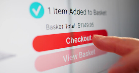 Pressing Checkout Button. Using Online Ecommerce Store