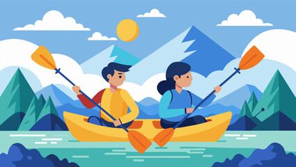 In the midst of a challenging kayaking route two friends bond over their mutual desire to live purposeful lives and make a positive impact on the. Vector illustration