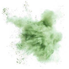 Green dust bursts of effect isolate on transparent png.