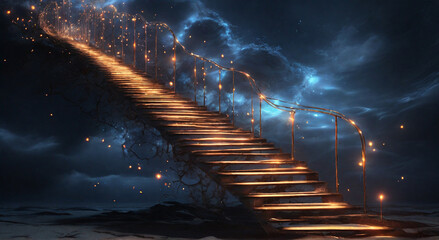 Stairway to Heaven among the bright lights in the blue sky