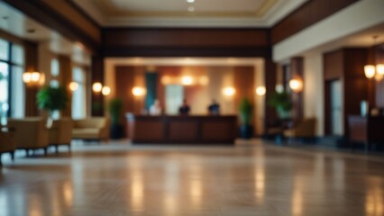 Blurry Ambiance Abstract Interior of Hotel Lobby - obrazy, fototapety, plakaty