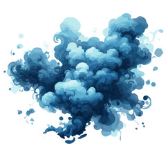 Blue watercolor illustration isolated on transparent background