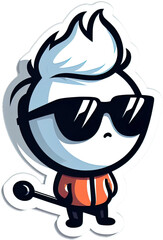 Eine minimalistische coole Vektor-Comicfigur als Sticker