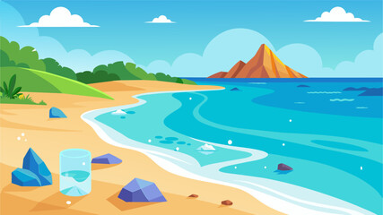 Naklejka premium An image of a beautiful beachscape with clean shores and crystal clear water showcasing the difference biodegradable packaging can make for our