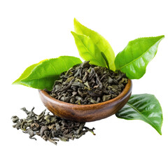 fresh green tea leaf on Transparent Background