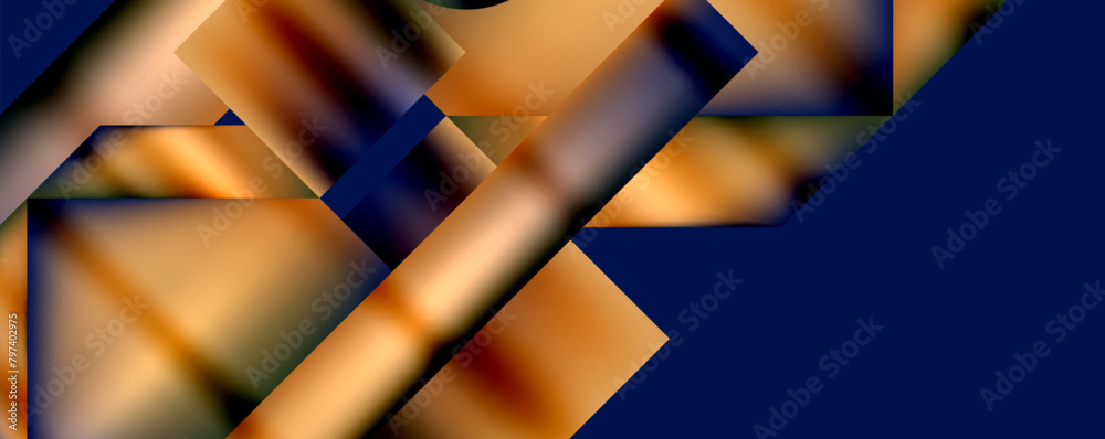 Aufkleber A computergenerated image featuring a geometric pattern in electric blue and orange tones, consisting of triangles and rectangles on a blue background. The design is colorful and artistic