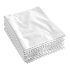 A stack of white napkins isolated on transparent background