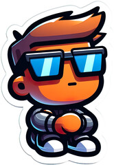 Eine minimalistische coole Vektor-Comicfigur als Sticker