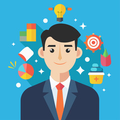 businessman with money, businessman with creative vector illustration