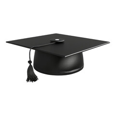 Black graduation cap isolated on transparent background