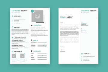 Resume and Cover Letter Layout Set Template - obrazy, fototapety, plakaty
