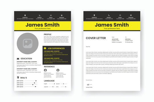 Resume and Cover Letter Layout Set Template