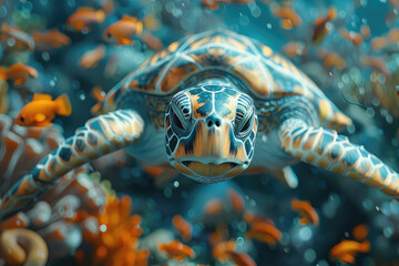 Turtle in the sea. Created with Ai