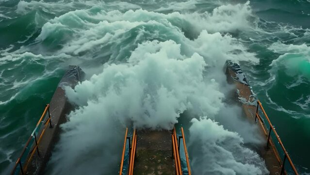 Hydropower plant downstream utilizing clean energy from flowing water. Concept Hydropower, Clean Energy, Renewable Resources, Water Conservation, Sustainable Development