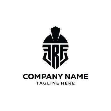 FRF letters with spartan helmet shape for simple logo, design inspiration, vector