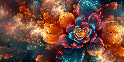 Colors In Bloom series. Arrangement of fractal - obrazy, fototapety, plakaty