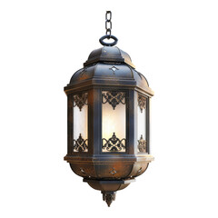 Decorative hanging lantern isolated on transparent background