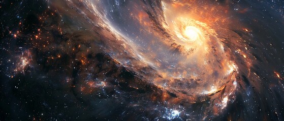 Beautiful space wallpaper showcasing the intense gravitational force of a black hole as it draws in surrounding stars and material, illustrated with abstract, luminous effects
