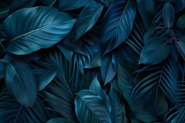 blue and teal tropical leaves abstract texture