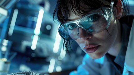 The picture of the forensic or genetic scientist concentrated in working inside the laboratory...