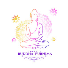 Fototapeta na wymiar beautiful buddha or guru purnima event background in line art