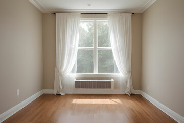 Fototapeta premium empty room with window and curtains