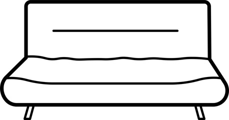 Futon Sofa Vector Outline Illustration