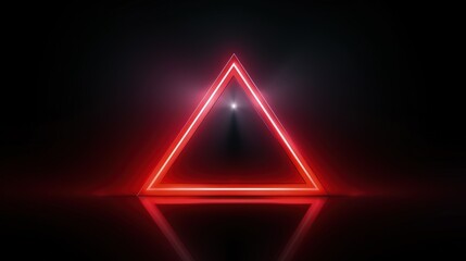 futuristic red neon sign triangle background