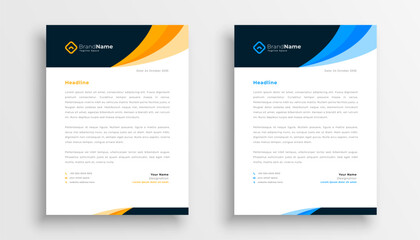 set of official letterhead template for company identity - obrazy, fototapety, plakaty