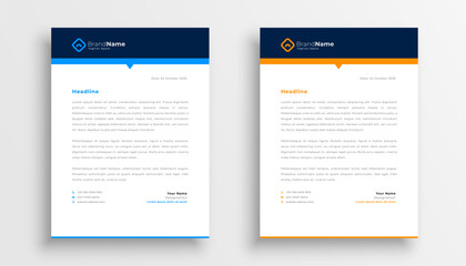blue and orange official corporate letterhead layout for presentation - obrazy, fototapety, plakaty