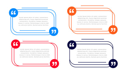 modern and colorful quote mark frame template in set of four