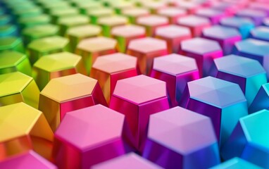 Obraz premium rainbow colors hexagons modern background 3d rendering very beautiful 3d illustration