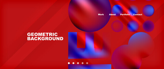 An electric blue background with circles and squares in violet, magenta, and red hues. The colorfulness and entertainment of the geometric shapes create a visually dynamic event backdrop