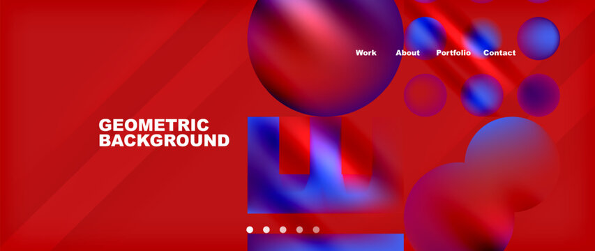 An electric blue background with circles and squares in violet, magenta, and red hues. The colorfulness and entertainment of the geometric shapes create a visually dynamic event backdrop