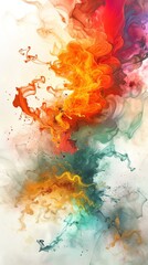 Colorful abstract painting with a white background