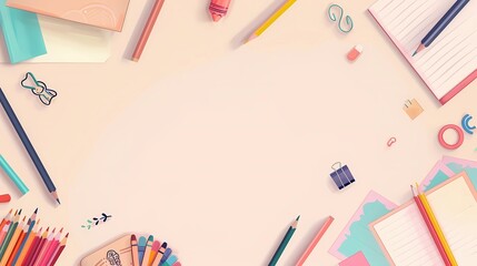 Back to school banner with colorful pencils, erasers and notebook, Generative AI illustrations.