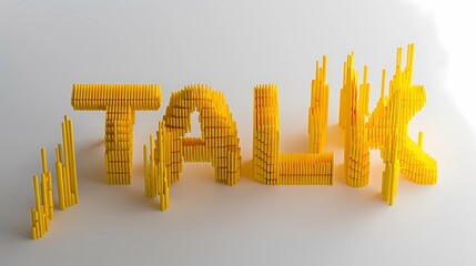 3d illustration of word talk made of yellow plastic blocks on white background, Generative AI illustrations.