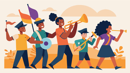 Their passion for music and appreciation for Juneteenth evident in every note the high school bands bring a sense of community and togetherness to the. Vector illustration