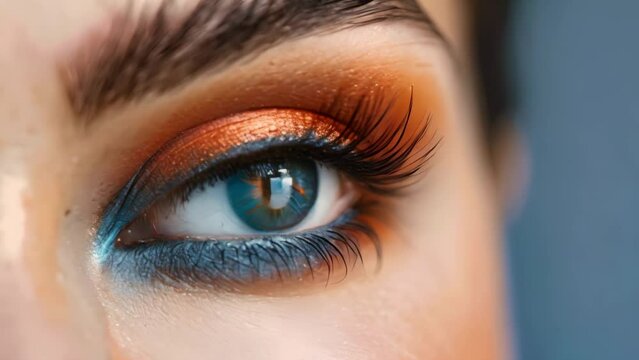 Closeup of womans colorful smokey eye makeup with long lashes. Concept Makeup, Closeup Shot, Smokey Eye, Colorful, Long Lashes