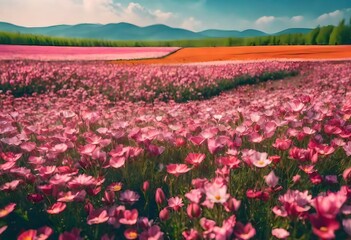 field of tulips and sky