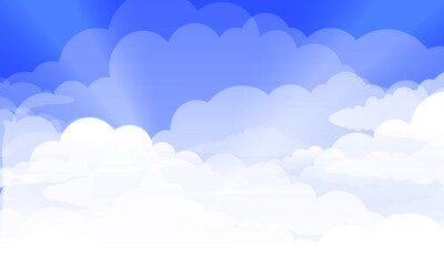 Background with clouds on blue sky. cartoon anime style.