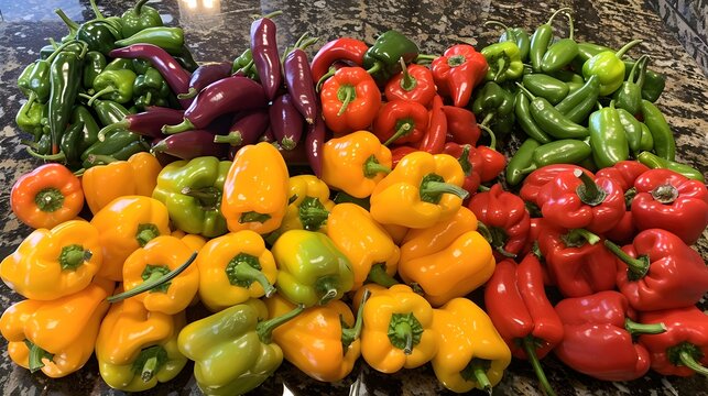 a pile of spicy pepers on a market